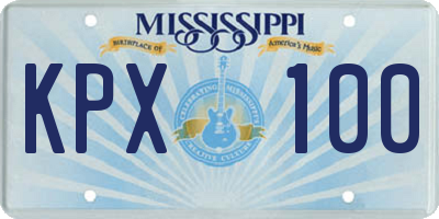 MS license plate KPX100