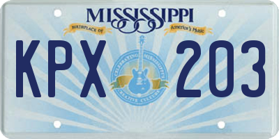 MS license plate KPX203