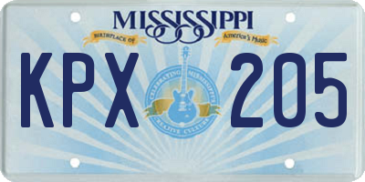 MS license plate KPX205