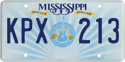 MS license plate KPX213