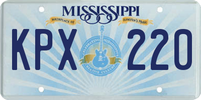 MS license plate KPX220