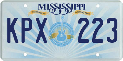 MS license plate KPX223
