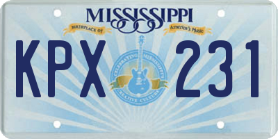 MS license plate KPX231
