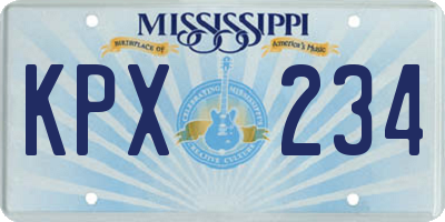 MS license plate KPX234