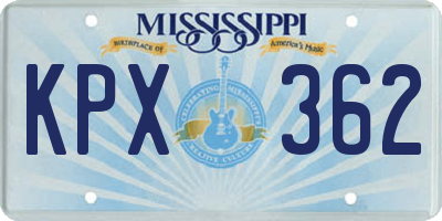 MS license plate KPX362
