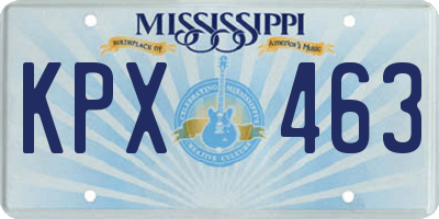 MS license plate KPX463