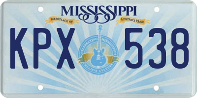 MS license plate KPX538