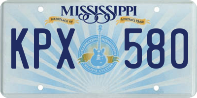 MS license plate KPX580