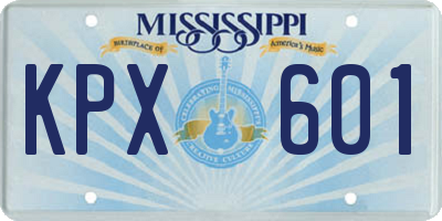 MS license plate KPX601
