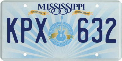 MS license plate KPX632