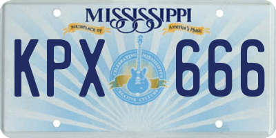 MS license plate KPX666
