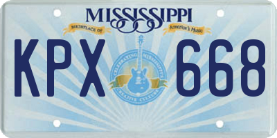 MS license plate KPX668