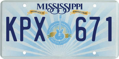MS license plate KPX671