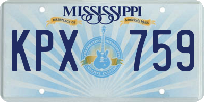 MS license plate KPX759