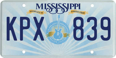 MS license plate KPX839