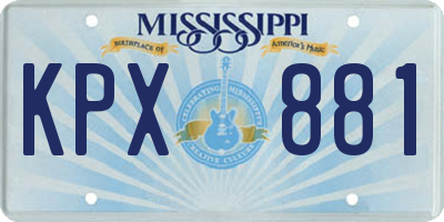 MS license plate KPX881