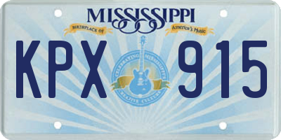 MS license plate KPX915