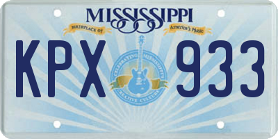 MS license plate KPX933