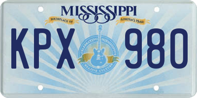 MS license plate KPX980