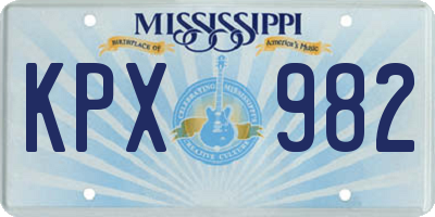 MS license plate KPX982