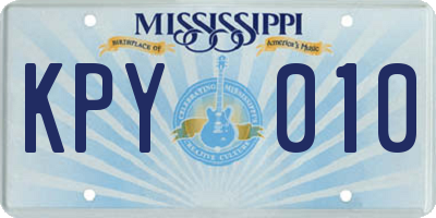 MS license plate KPY010