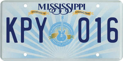 MS license plate KPY016