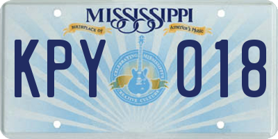 MS license plate KPY018