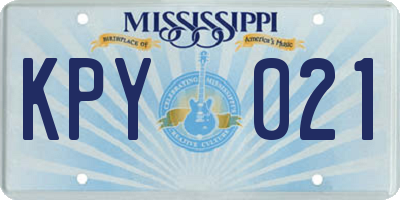 MS license plate KPY021