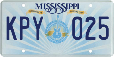 MS license plate KPY025