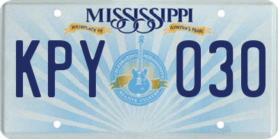 MS license plate KPY030