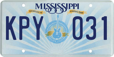 MS license plate KPY031