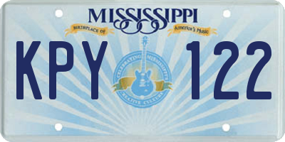 MS license plate KPY122