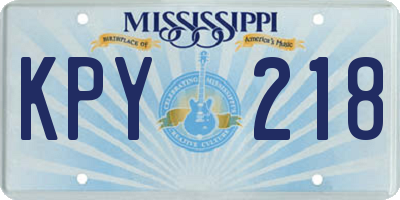 MS license plate KPY218
