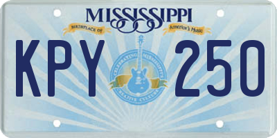 MS license plate KPY250