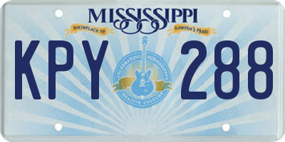 MS license plate KPY288