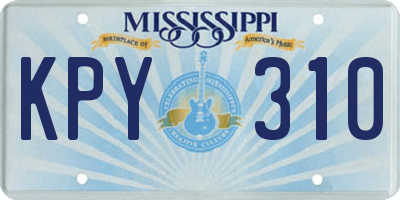 MS license plate KPY310