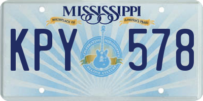 MS license plate KPY578