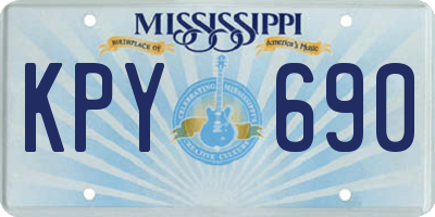 MS license plate KPY690