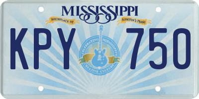 MS license plate KPY750