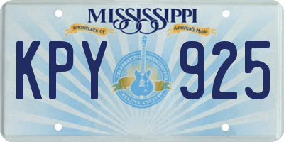 MS license plate KPY925