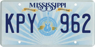 MS license plate KPY962