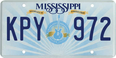 MS license plate KPY972