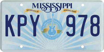 MS license plate KPY978