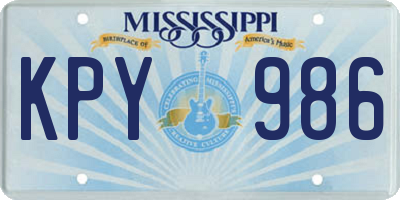 MS license plate KPY986