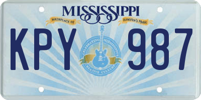 MS license plate KPY987
