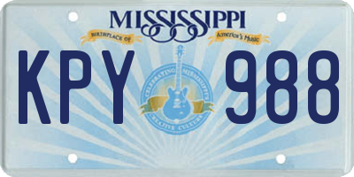 MS license plate KPY988