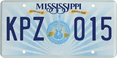 MS license plate KPZ015