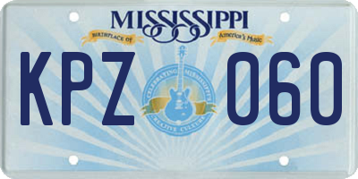 MS license plate KPZ060