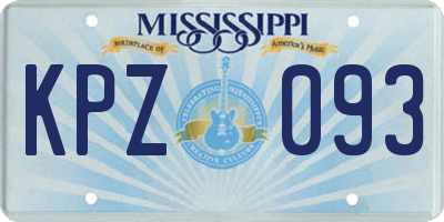 MS license plate KPZ093