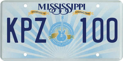 MS license plate KPZ100